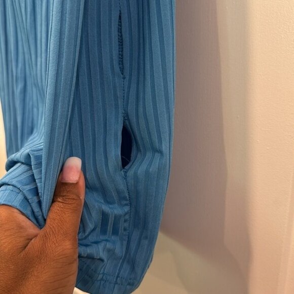 🔵 Blue Ribbed Spaghetti Strap Mini Dress - Picture 5 of 7